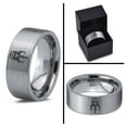 thumbnail image 4 of Tungsten Gamer Pure Grey Ring Men Valentine Patterns Matching Wedding Bands His and Hers Uncle, 4 of 8