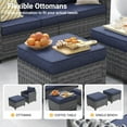 thumbnail image 4 of ELPOSUN 7 Pieces Outdoor Patio Furniture Set, 4 x Single Chair, 2 x Ottoman and 3-Seat Sofa with Cushions, Outdoor Wicker Sectional Conversation Set for Garden, Poolside, Backyard, Navy Blue Cushion, 4 of 8