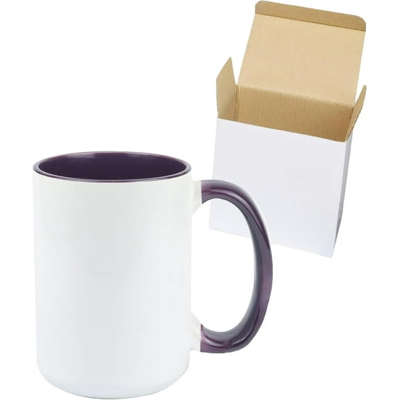 Ceramic 15oz Sublimation Coffee Mug, Purple, Case of 24