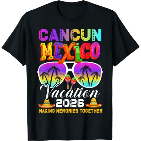 Cancun Mexico Vacation Beach 2026 Trip Group Squad Colorful T-Shirt