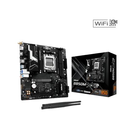 ASRock B850M-X WiFi R2.0 AM5 AMD B850 SATA 6Gb/s USB 3.2 Dual Graphics Outputs RGB Micro ATX Motherboards-AMD