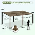 thumbnail image 2 of MELLCOM Gazebo 12x20 with Adjustable Polycarbonate Roofs, All Aluminum Frame Permanent Pergola for Patio, Outdoor Freestanding Shelter, Dark Brown, 2 of 9