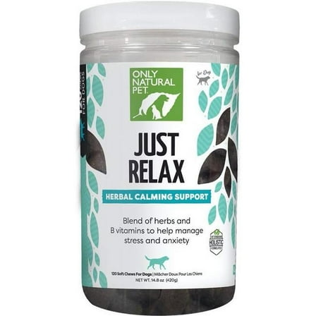 Only Natural Pet HD-0784-120 Just Relax Herbal Calming Soft Chews for Dogs/Natural Anxiety Relief Treats/Bacon Flavor - 120 Soft Chews