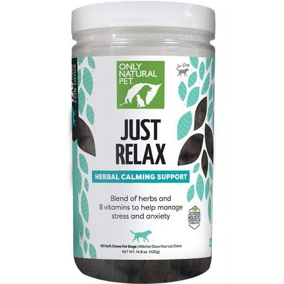Only Natural Pet HD-0784-120 Just Relax Herbal Calming Soft Chews for Dogs/Natural Anxiety Relief Treats/Bacon Flavor - 120 Soft Chews