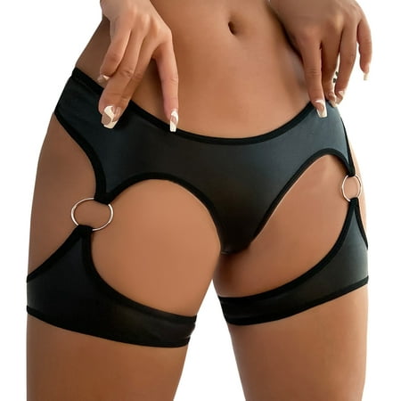 

Underwear Women Tummy Control For 1 Pc Leather Bodysuit Cutout O Rring Detail Garter Panty Womens Lingerie