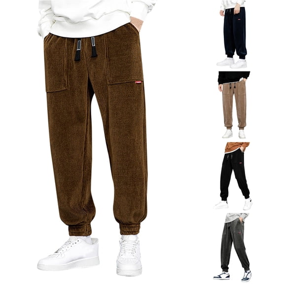 Afdoent Afdoent Mens Corduroy Pants Fall Winter Casual Pants Loose Straight Leg Trousers Fashionable Streetwear