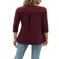 thumbnail image 5 of FNNMNNR Women 3/4 Sleeve V-Neck Blouses  Button-down ShirtsTops Spring Loose Casual Shirts Streetwear, 5 of 6