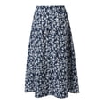 thumbnail image 4 of BUWTTER Womens Skirts Casual Midi Flowy Below Knee Spring Summer Fall Basic Floral Print Boho Casual Blue Skirt L, 4 of 9