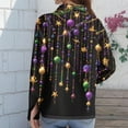thumbnail image 5 of Women's Collared Mardi Gras Stretch Regular Fit Button Down Shirt Long Sleeve Blouse Casual Top, 5 of 6