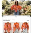 thumbnail image 4 of BTFBM Women Fashion Button Down Shirts V Neck Boho Printed Long Sleeve Blouses Dressy Casual Spring Fall Tops, 4 of 6
