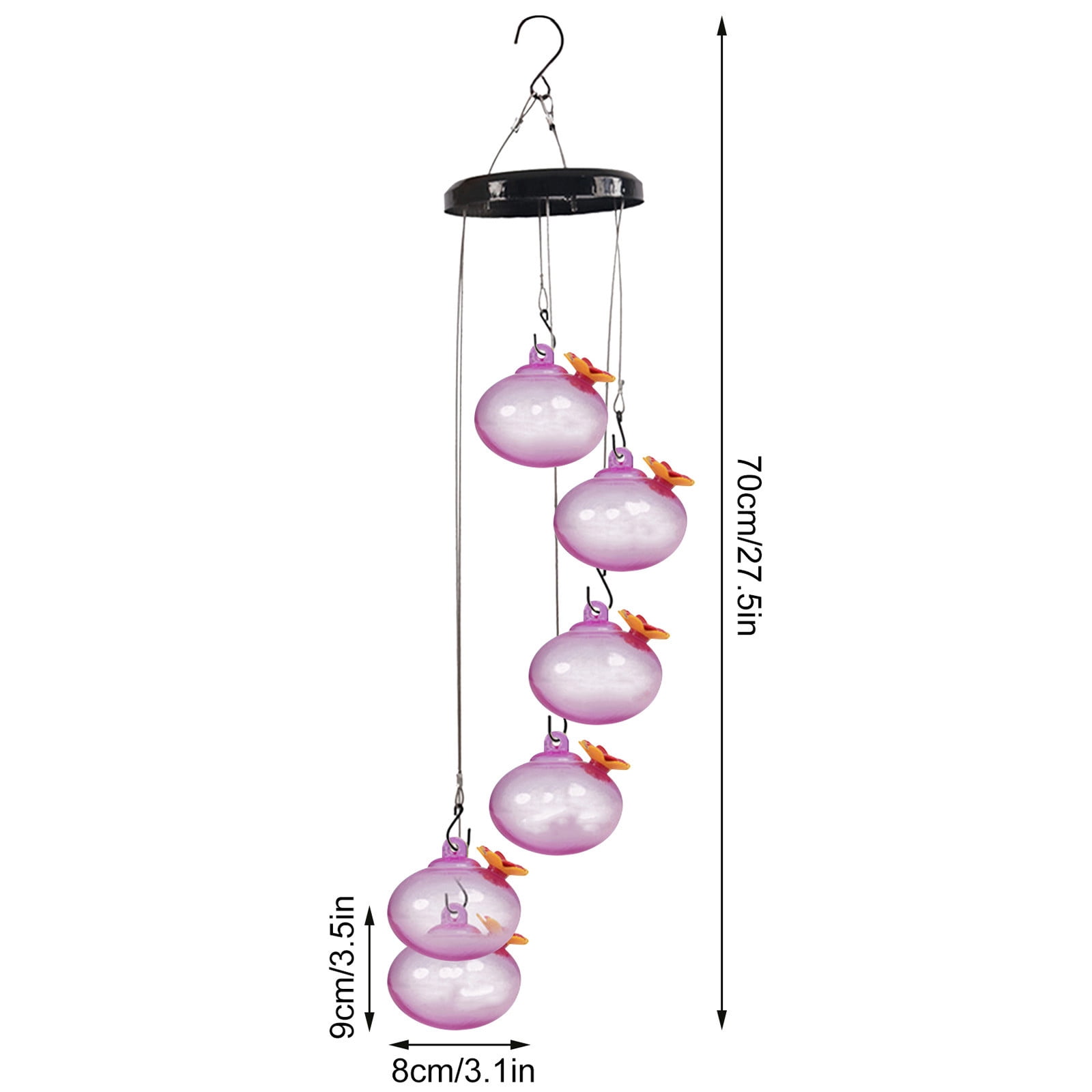 YHAICO Decorative Hanging Hummingbird Feeder - Colorful Glass Bird Water Station - Durable Outdoor Design Easy to Clean for Garden Decoration