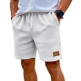 thumbnail image 7 of Men's Waffle Knit Casual Shorts Drawstring Elastic Waist Shorts with Side Pockets, 3XL, 7 of 7