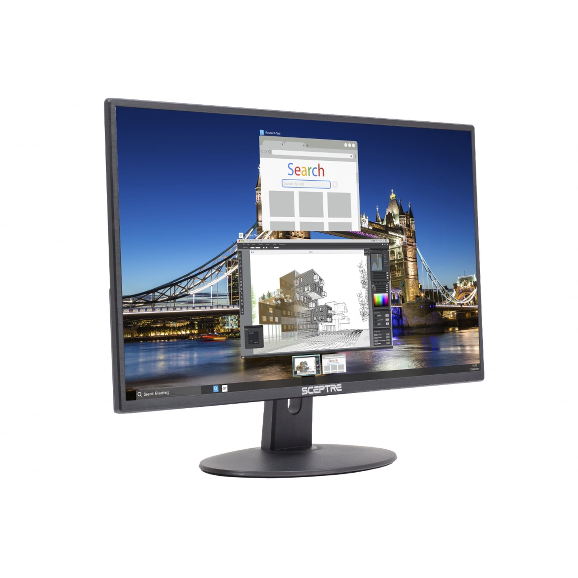 Sceptre E225W-19203R 22" Ultra Thin 75Hz 1080p LED Monitor 2x HDMI VGA Build-in Speakers, Metallic Black 2018