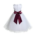 thumbnail image 3 of Wedding Pageant White Flower Girl Dress Tulle Rattail Edge Toddler Junior Bridesmaid Recital Easter Dress Holiday First Communion Birthday Girls Clothing Baptism Burgundy 829S 8, 3 of 3