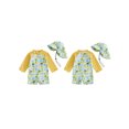 thumbnail image 2 of BemeyourBBs Newborn Baby Boy Girl One Piece Swimsuit with Sunhat Infant Boys Bathing Suit Long Sleeve Rash Guard UPF 50+ Turtle Shark Coconut Tree Printed Zipper Swimwear Summer Beachwear, 2 of 9