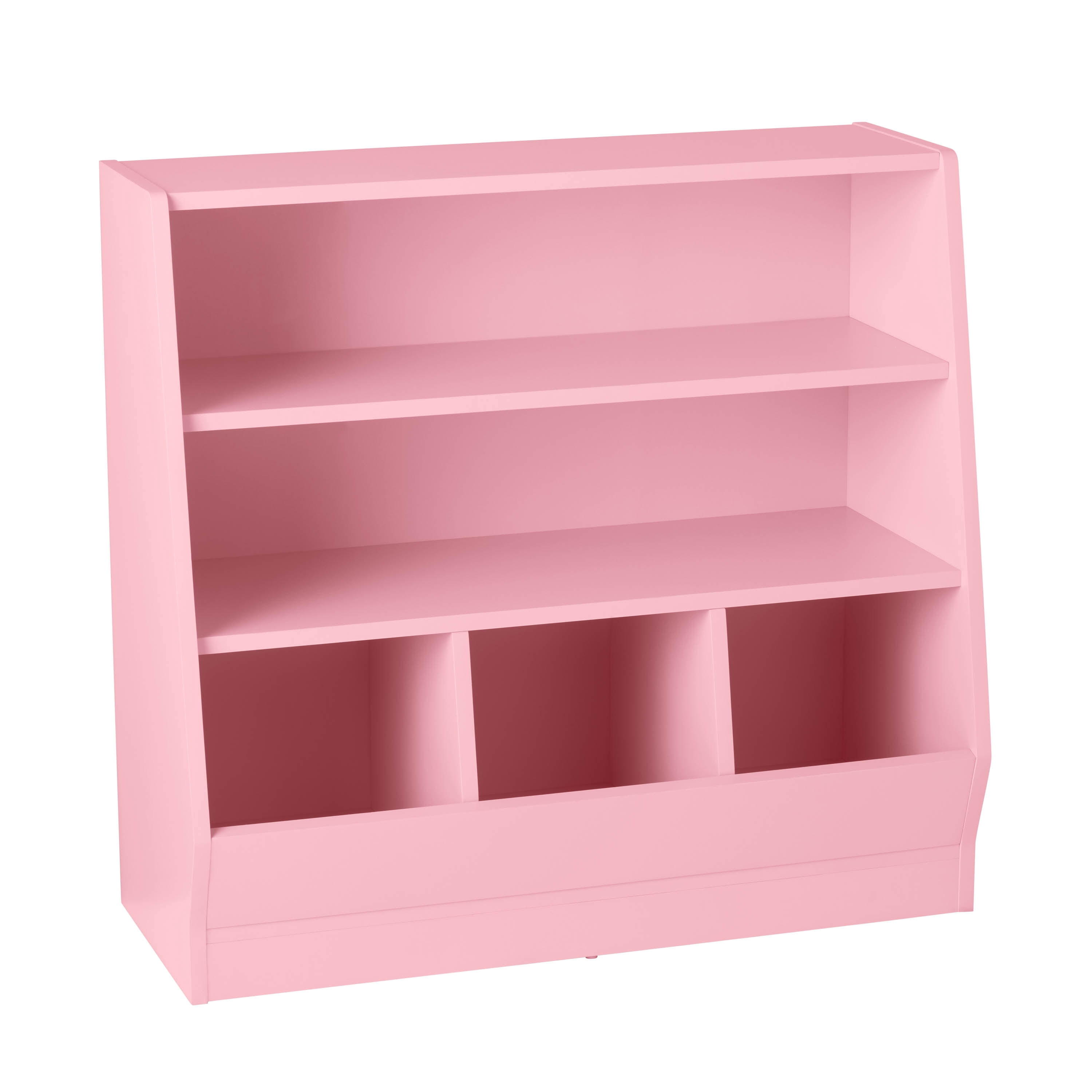 Your Zone Kids Bin Storage and Two Shelf Bookcase, Blush Rose