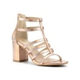 thumbnail image 1 of BLISSFUL STEP Women's Shoes Strappy Roman Block Heel Sandals Gradient Rose Gold 7, 1 of 8