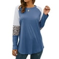 thumbnail image 6 of Nlife Women Stripes Leopard Print Crew Neck Long Sleeve Top, 6 of 11