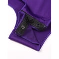 thumbnail image 7 of Zaldita Women Gymnastics Leotard Bodysuit Ruffle Mesh Short Sleeve Modern Latin Dance Tops Purple M, 7 of 7