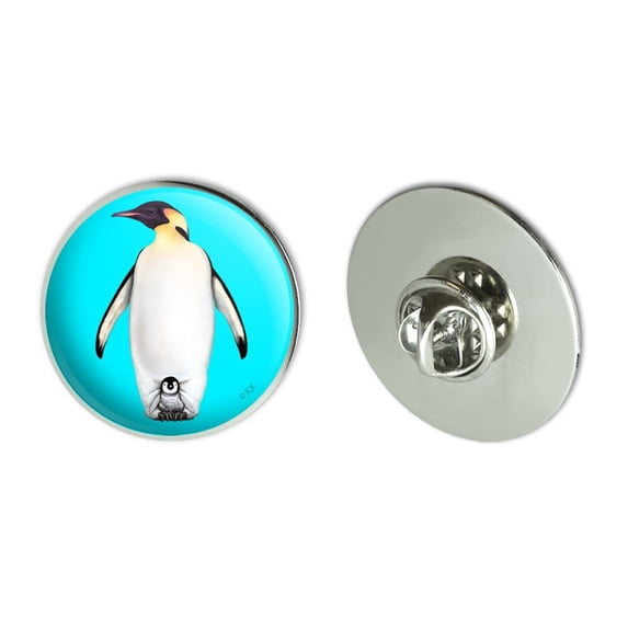 Penguin and Baby Chick Nestling Metal 1.1" Tie Tack Hat Lapel Pin Pinback