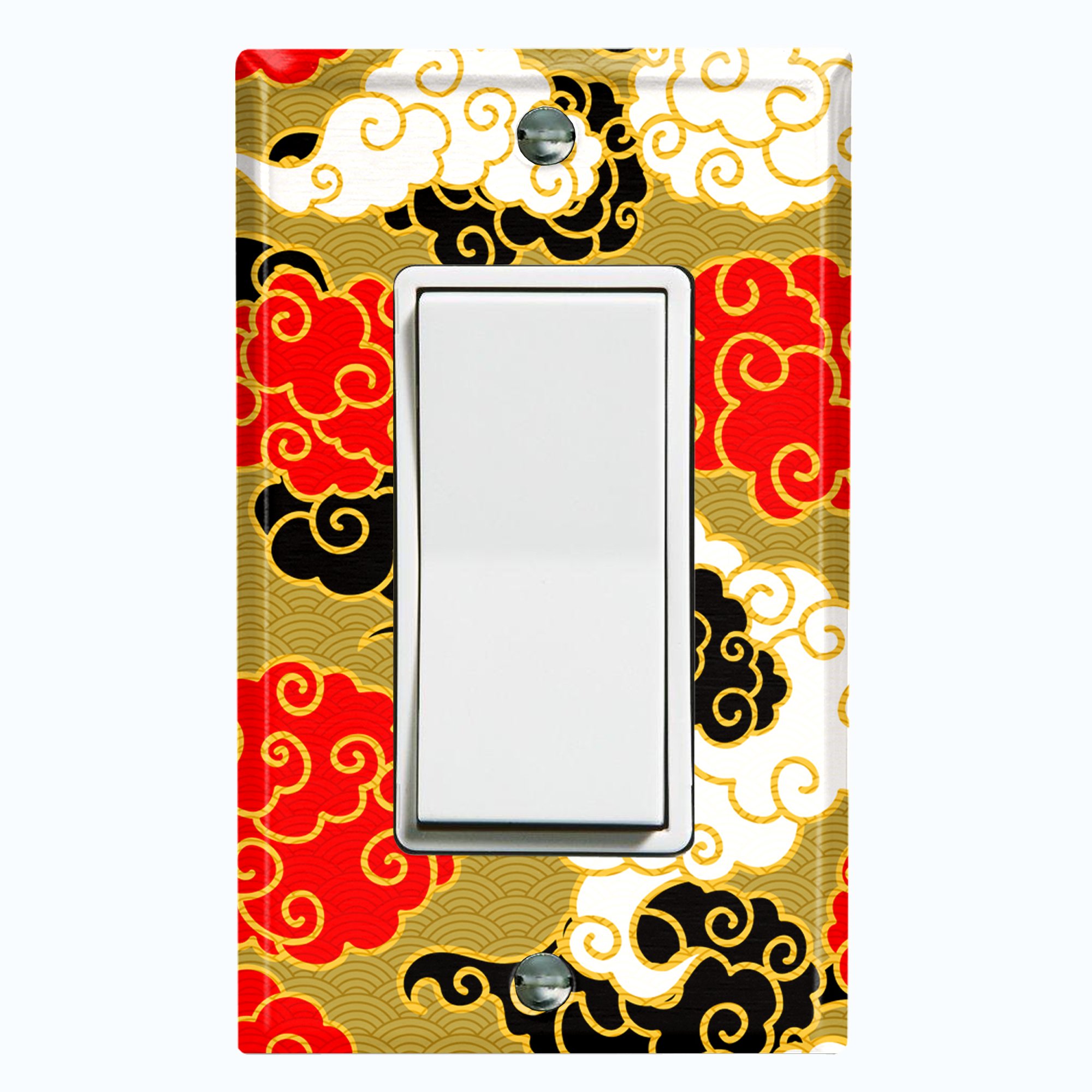 Metal Light Switch Plate Cover Japanese Cloud Pattern Green Wallpaper ...