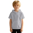 thumbnail image 3 of Kids Short Sleeve Hoodie Sweatshirt Solid Color Fleece With Pocket For Boys Girls, 3 of 5