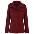 thumbnail image 4 of IROINNID Women's Comfy Short Jacket Solid Color Shacket Long Sleeve Outwear, Wine, 4 of 5