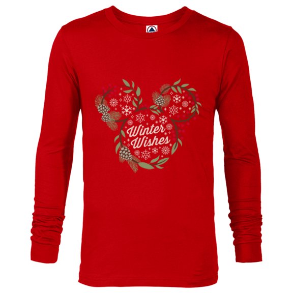 Disney Mickey Mouse Winter Wishes - Long Sleeve T-Shirt for Men - Customized-New Red