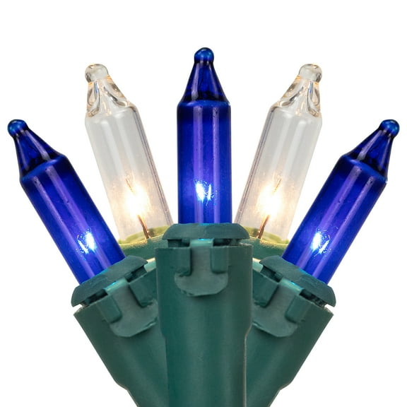 Northlight Mini Incandescent Christmas Lights - Blue and Clear - 20' Green Wire - 100ct