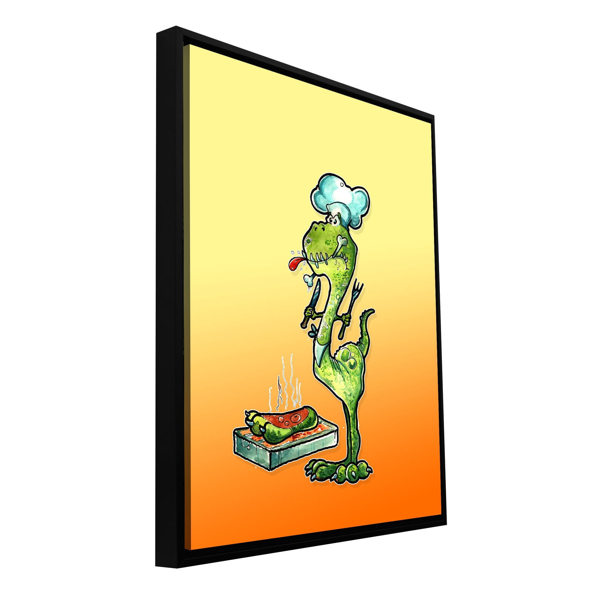 Luis Peres "Dinosaur Dinner" Floater-Framed Gallery-Wrapped Canvas
