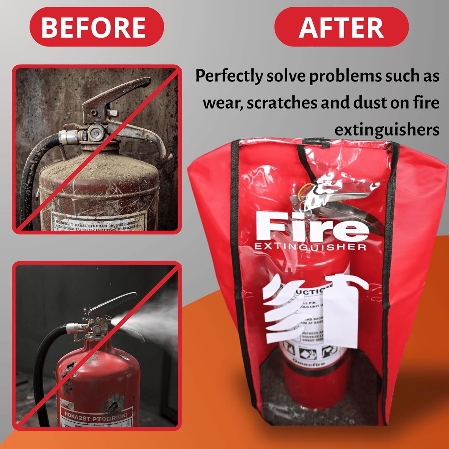 Fire Extinguisher Cover Small Size Pack of 6 - Dust, Scratch Protective Cover - Fire Extinguisher Sleeve Transparent - Weatherproof Protective Covering - for Extinguishers up to 10LBS (5kg)