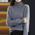 thumbnail image 2 of Women Casual Long Sleeve Turtleneck Pullover Sweater Loose Fit Grey Womens Sweater Warm Women's Winter Clothes, 2 of 4
