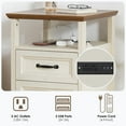 thumbnail image 3 of Hommpa Farmhouse End Tables for Living Room, Nightstand with Charging Station, Rustic Sofa Side Table with 2 Drawers and Storage Shelf, Bedside Cabinet for Bedroom, White, 3 of 11