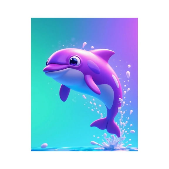 Paint by Numbers Kit for Adults, Purple Dolphin Splashing Water Paint by Numbers, Easy Paint by Numbers Kit for Adults Beginner, DIY Adult Paint by Number Kits on Canvas, Home Decor