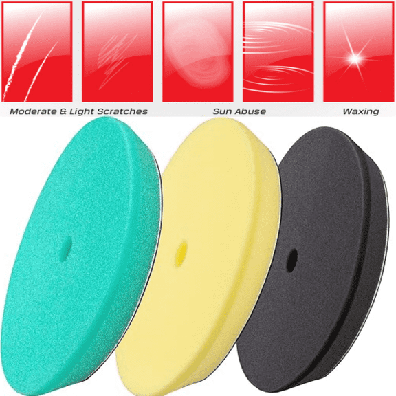 3-Pack 5-Inch Foam Polishing Pads - Flat Design for Compounding, Polishing & Waxing