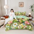 thumbnail image 4 of Manfei Cute Animal Frogs Boy Girl 3 Pieces Queen Comforter Set,Spring Garden Ultra Soft Bedding Sets,Valentine Couple Lover Bedding Comforter Set Breathable,Lightweight Room Decor,Reversible, 4 of 8