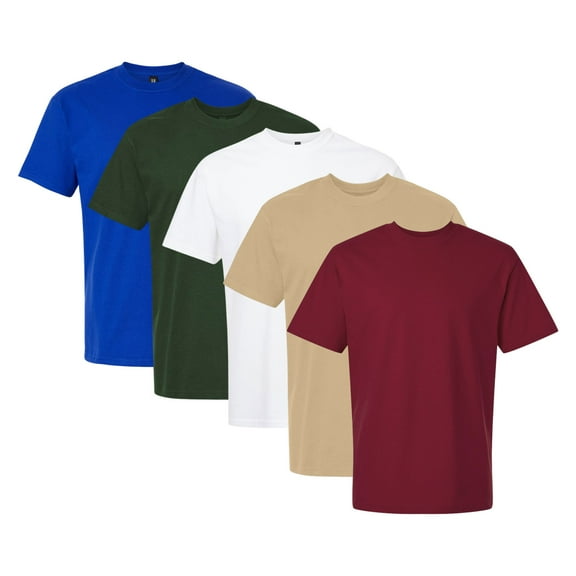 Crown Craze® Unisex Hammer Maxweight T-Shirt, 100% Ring-Spun Cotton Bulk Tees, Assorted Short Sleeve Crewneck Plain T-shirts (Bright Color 5 Pack, L)