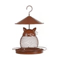 thumbnail image 2 of Metal Hanging Bird Feeder,Cute Cat Mesh Food Dispenser,Unique Profile Art Design for Courtyard Landscape,Home Garden Decor,Outdoor Bird Feeding,Brown, 2 of 7