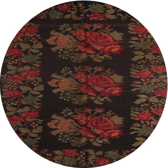 Ahgly Company Indoor Round Traditional Red Medallion Area Rugs, 4' Round