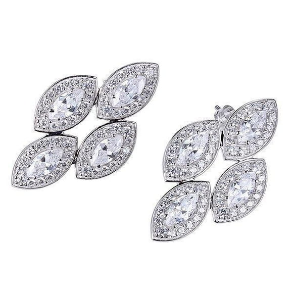 Diamondlite Cubic Zirconia Marquise Cluster Earrings in Silver
