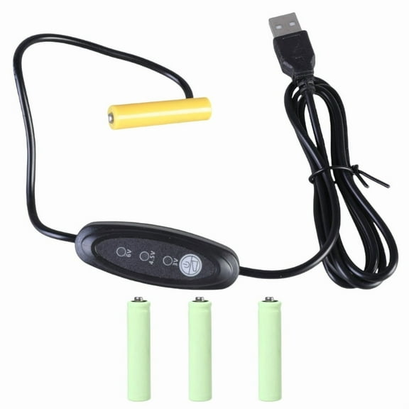 USB 5V2A to 3V 4.5V 6V AAA Fake Battery Eliminator Cable Power Adapter Cord Replace for 2-4pcs 1.5V AAA LR03 Batteries