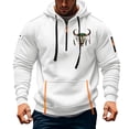 thumbnail image 3 of Jinhomg Big and Tall Cargo Hoodies for Men Casual Comfy Long Sleeve Drawstring Sweatshirt Trendy Graphic Print Outdoor Pullover Sportswear Sales Today Clearance White XXL, 3 of 5