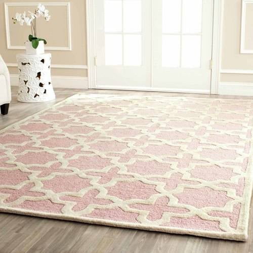 Safavieh Cambridge Liz Geometric Wool Area Rug Light Pink Ivory 7 6 X 9 Com Safavieh Cambridge Liz Geometric Wool, Round Pink Area Rugs