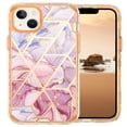 thumbnail image 5 of SaniMore for iPhone 14 Plus (6.7" 2022 Release) Case, Fashion Marble Pattern for Girls Women Shockproof Bumper Wireless Charging Hybird PC TPU Tri-layer Anti-drop Shell, Pueple Diamond Marble, 5 of 7