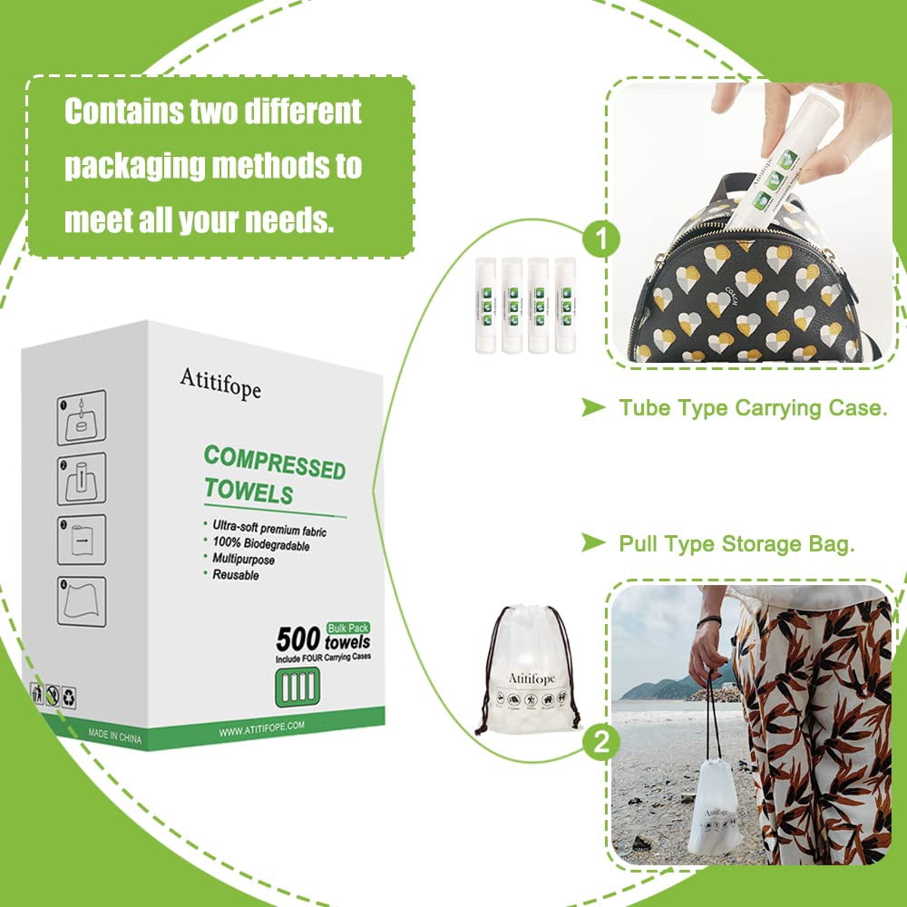 Atitifope Compressed Towels Camping Towel Coin Tissues, Bulk Pack (500 Count)