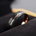thumbnail image 4 of Rose Gold and Black Rhombus-cut Sandblasted Finish Unisex Tungsten Steel Two-tone Ring, 4 of 5