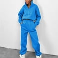 thumbnail image 2 of biudgviw Womens Sweatsuit Outfits Casual Long Sleeve Half Zipped Oversized Sweatshirt Fleece Warm Jogger Pants Sets, 2 of 6