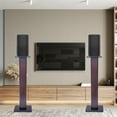thumbnail image 4 of 2x Walnut Wood Speaker Stands Home Theatre Bookshelf Surround Sound Support 90cm, 4 of 24
