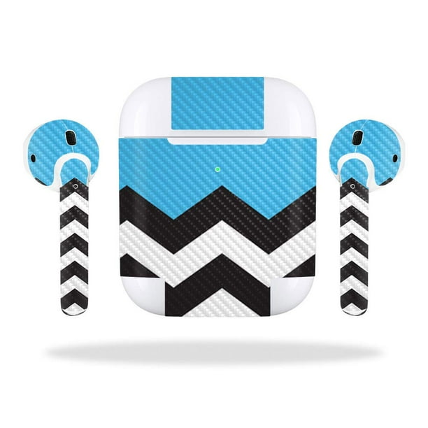 Mightyskins Piel De Fibra De Carbono Para Apple Airpods 2 (2019) – Chevron Azul Bebé | Acabado Protector De Fibra De Carbono Texturizado Duradero | Fácil De Aplicar Quitar Y Cambiar Estilos | Hecho En