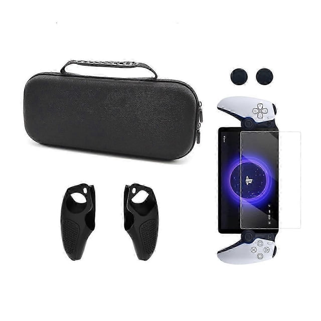 ExquisitePS Portal Storage Bag Travel Case Set with Screen Protector+Joystick Caps+Consoles Grip Cover for PlayStation Portal Remote Player